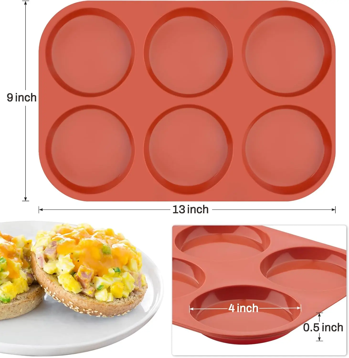 Silikon-Muffin-Backformen, Jumbo-Größe – 2 Stück, BPA-frei, Antihaftbeschichtet, Für Eier-Muffins, Kekse & Mehr