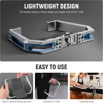 NEEWER Underwater Diving Rig for Action Camera, Aluminum Alloy Silver U Shaped Handgrip with 1/4" Screw, Cold Shoe, Compatible detail image