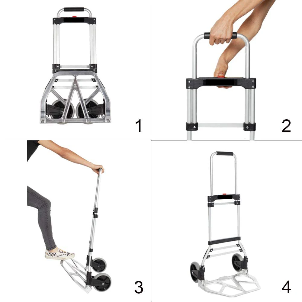 2 Wheel Heavy Duty Folding Multipurpose Push Cart Aluminum Hand Truck Dolly Trolley