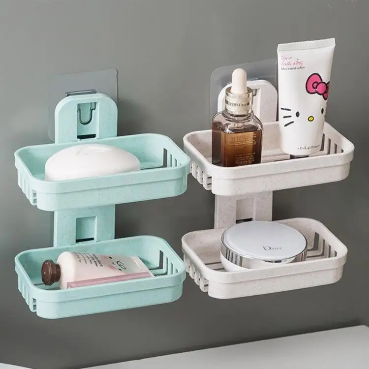 Hot Sale 2pcs Storage Shelf Bathroom Decoration Soap Rack Shower Douche Accessories Plastic Bathroom Accessories Soap Holder