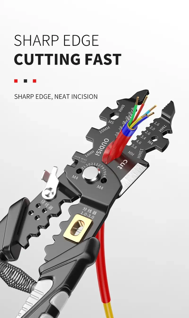Multifunctional Wire Stripper Plier for Electrical Stripping, Pulling, Crimping, and Cutting