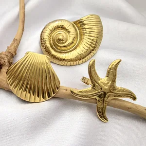 Bohemian Sea Star Hoop Earrings for Women Trendy 18K Gold Plated Stainless Steel Jewelry