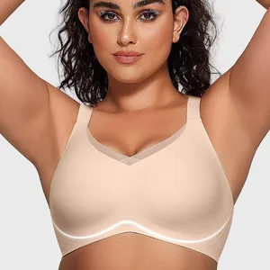 ODM OEM Seamless Large Size Wire-free Women's Bra Adjustable Strap Bra Solid Pattern Bra Knitted Weaving Bra Adult Women's Bra