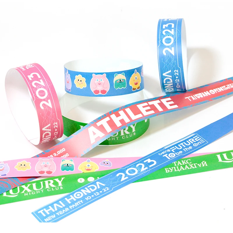 Professional supplier personalized waterproof can only be used once printing event bracelet ticket tyvek for music event