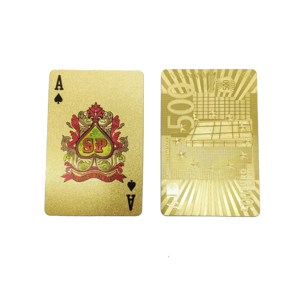 Водонепроницаемая покерная карта премиум класса с индивидуальным принтом, пластиковые игральные карты с золотом 24 карата