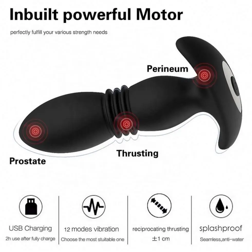 7 Thrusting Actions Vibration Anal Thruster Vibrating Butt Plug Vibrator  Prostate Massager for Men Ass Plug Sextoy Anal-plug