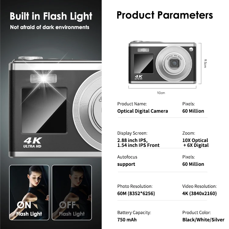New Professional 50m Resolution 10x Optical Zoom 6x Digital Zoom Double