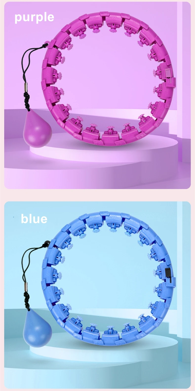 Adjustable Smart Weighted Hula Hoop With 27 Detachable Knots, Magnetic Massage & Fitness Counter