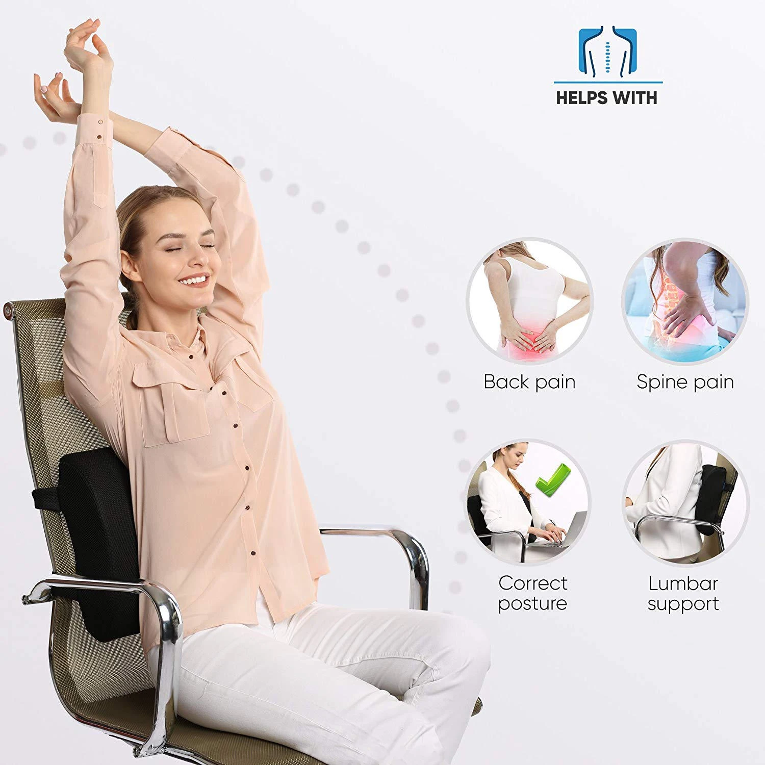 Memory Foam Back Cushion Lower Back Pain Relief Lumbar Pillow Back Support Cushion for Office Chair