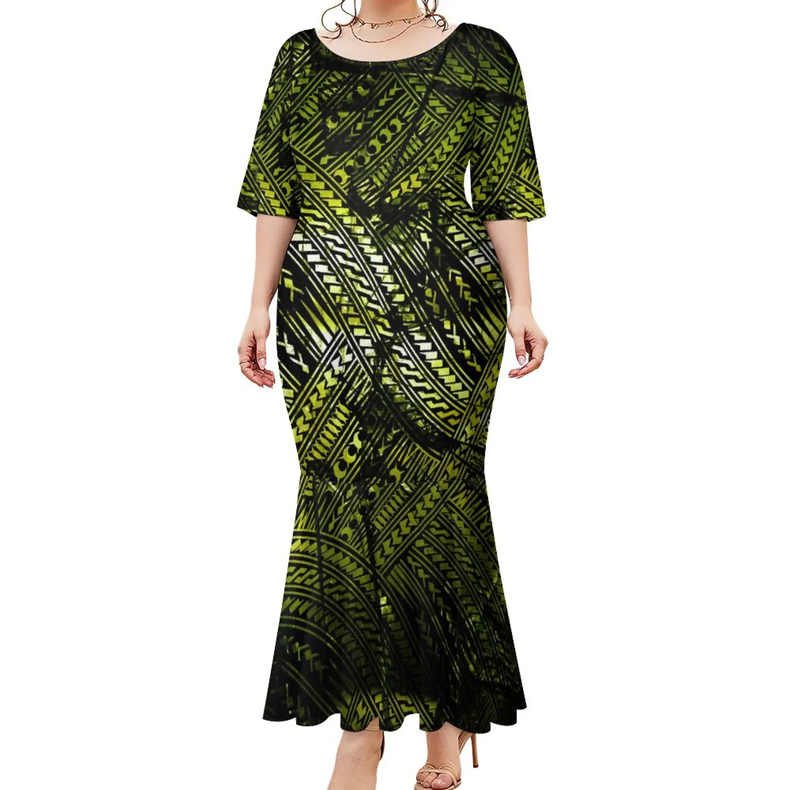 Factory Price Custom Long Fishtail Dress Polynesian Samoan Tribal ...
