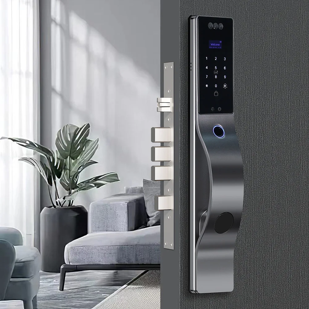 Security Cameras 3D Face Recognition Fingerprint Biometric Card Digital Lock Cerradura Inteligente Tuya WiFi Smart Door Lock DF17 