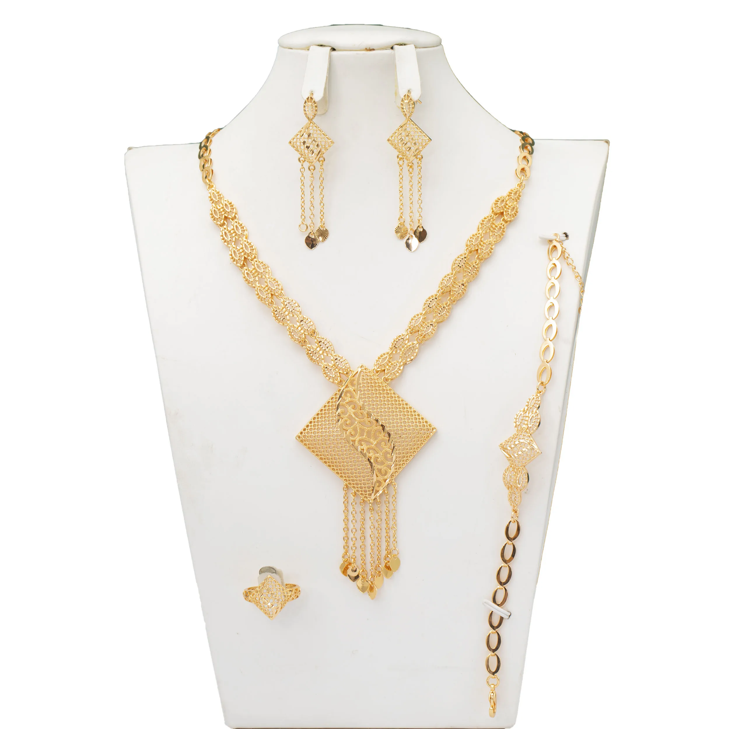 Conjunto De Collar De Joyería De Mujer India Africana Dubai Novia Boda Baile Joyería De Moda