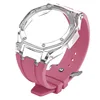 Étui transparent + bracelet rose