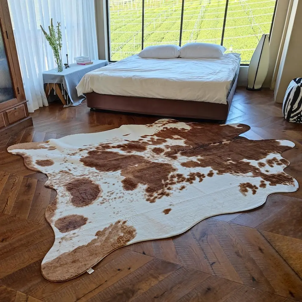 Premium Brown Cowhide Rug Faux Cowhide Rug Cow Print Faux Animal Skin