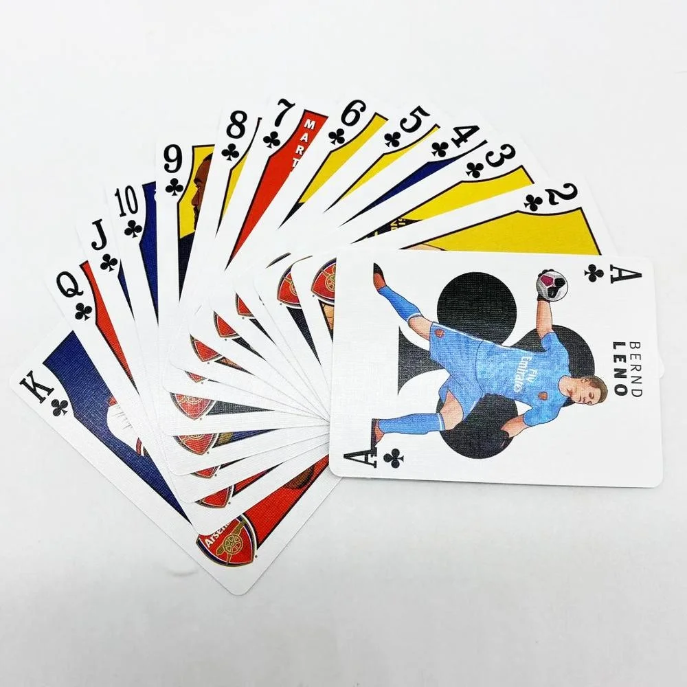 Custom Printing Football Player Pictures Linen Playing Cards Manufacture Casual Games Football Star Match Attax Playing Cards