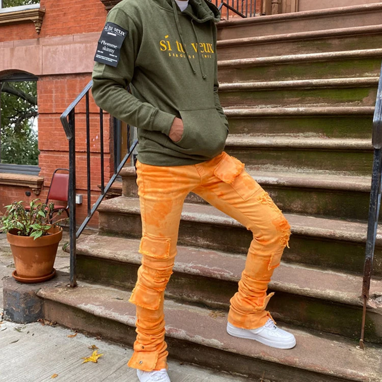 mens stacked jeans