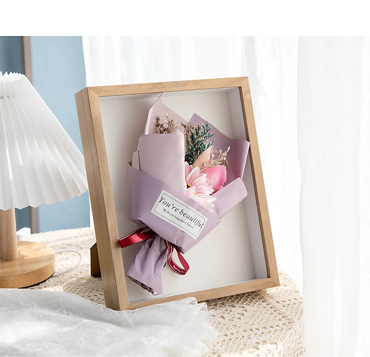 Hot Sale Custom 3d Diy Wooded Dried Flower Picture Frame For Table
