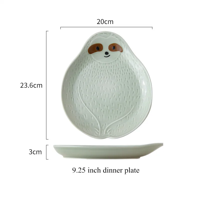 product fenn cartoon ceramic cute dinnerware animal sloth plate breakfast salad fruit bowl creative restaurant aesthetic dinner plate-57