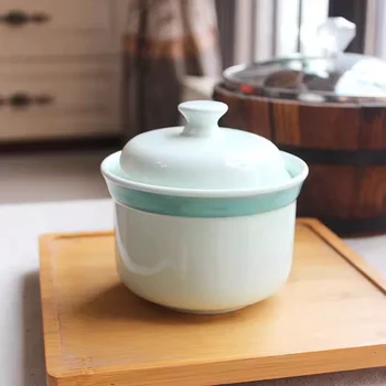 Color glaze soup pot glazed soup pot ceramic bowl with lid health pot milk dessert soup bowl