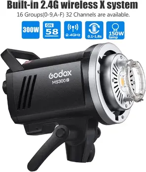 Godox MS300V 300W 2.4G Built-in Wireless Receiver Lightweight Compact and Durable Studio Flash product image