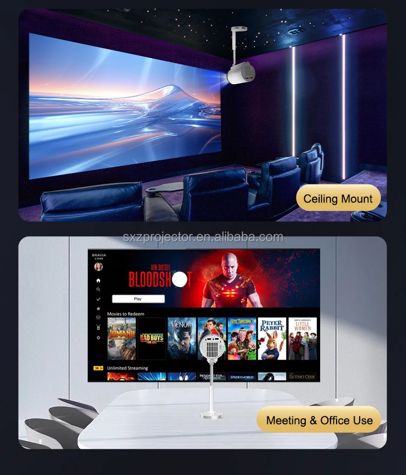 Best Selling Wireless WiFi BT TS7 Portable 4K Support Android 13 Smart Mini Home Theater Short Throw Video Dormitory Projector