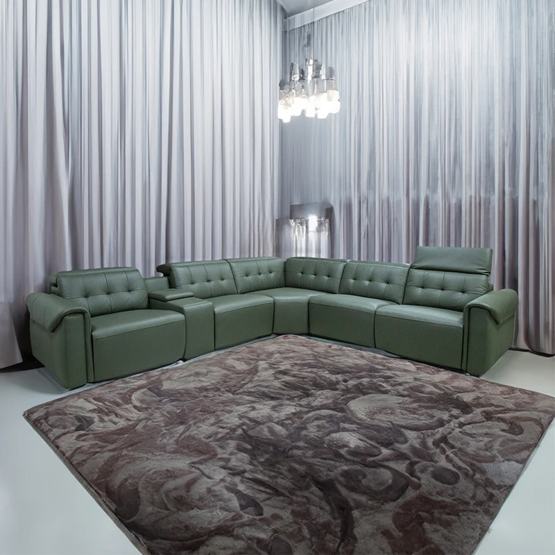 2022 Modern 6 Seater Power Recliner Modular Corner Sectional Leather Sofa Living Room Furniture Reversible L Shape Couch Set