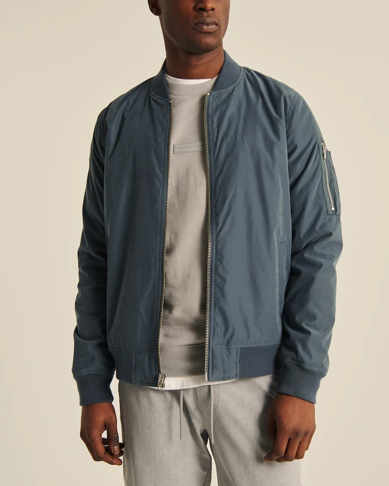 nylon blend bomber jacket