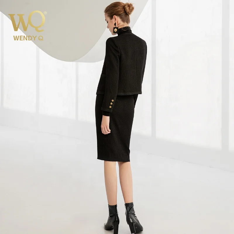 2024 New Product Korean Style Autumn and Winter High End Elegant Business Debutante Tweed Two-piece Dress Suit for Women