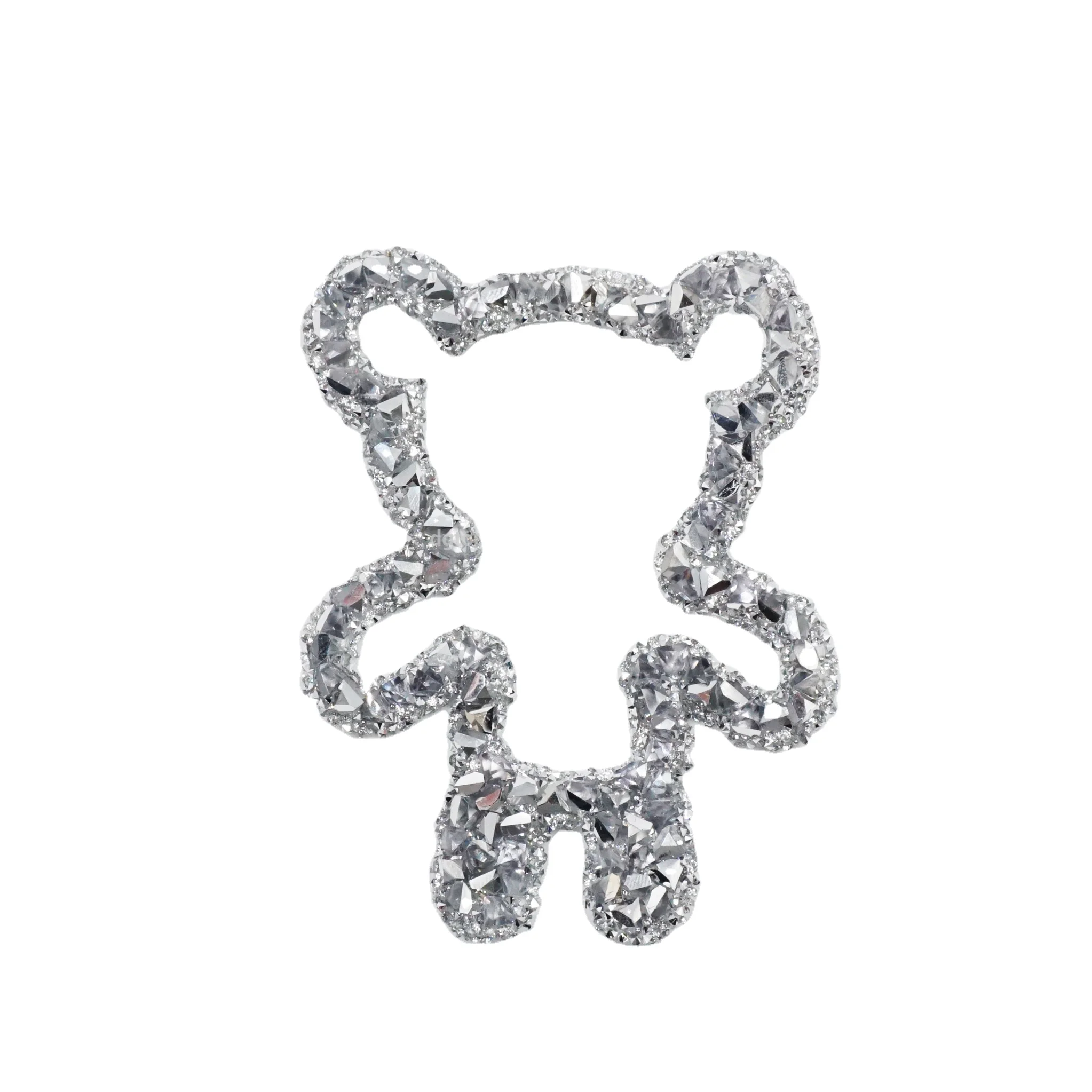 Free sample Custom Design Bear rhinestone Patch 3D Embroidery Applique For Clothing
