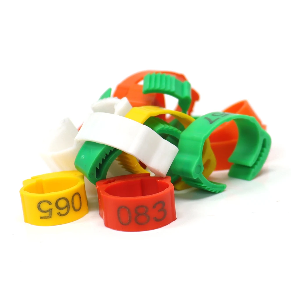 Plastic Adjustable Chicken Foot Rings Customized No.001-100 Name Poultry Buckle Ring Duck Goose Leg Digital Rings