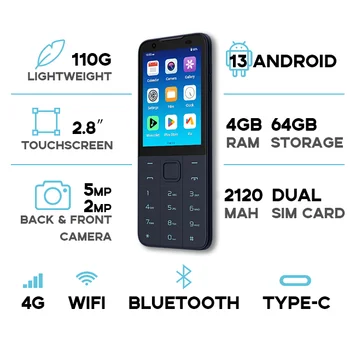 TIQ MINI M5S Android 13 Touchscreen Phone - 2.8