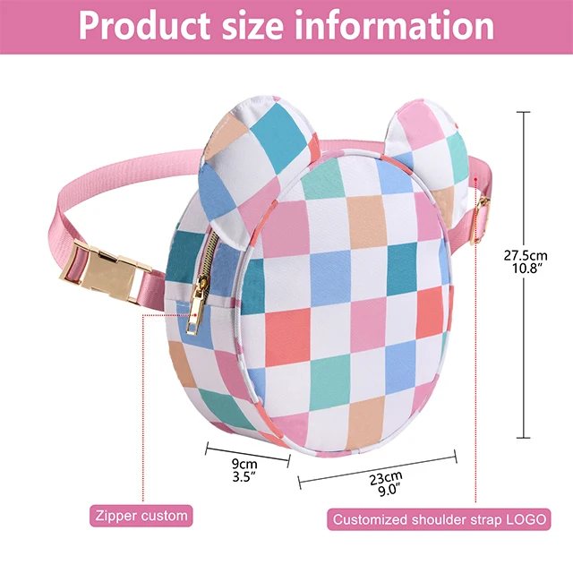 Custom Design Mouse Head Nylon Multicolor Children Waist Purse Girls Bum Bag Kids Fanny Pack Kid Custom Design Kids Belt Bag