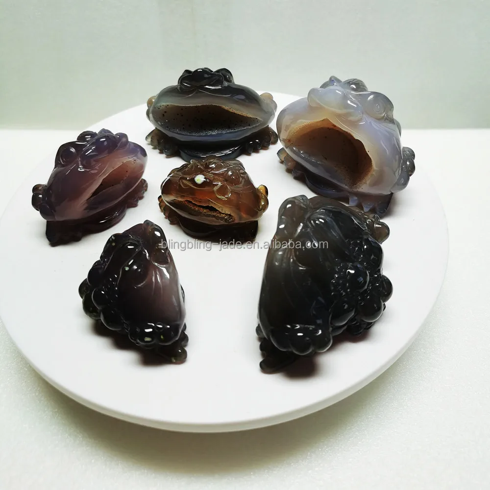 Carving Money Agate Geode Lucky Crystal Feng Shui Natural Home