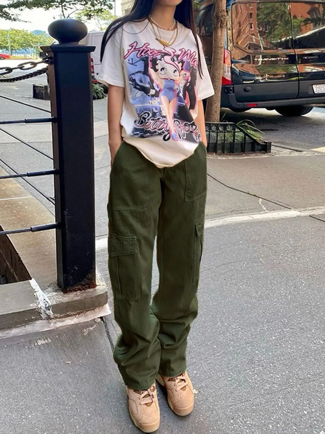 Low Waist Khaki Denim Jeans Women Fashion Trendy Sexy Feature Pocket Cargo Pants