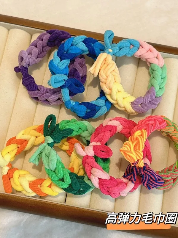 Diameter 7cm Knitted Plait Hair Scrunchies Chunky Braided Elastic Hair ...
