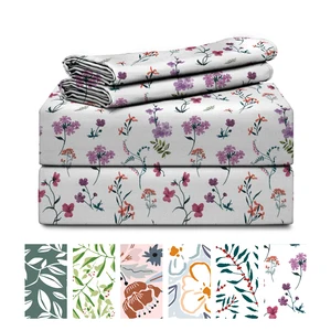 Customized Single Double Bedsheet Queen Size king Bed Fitted Sheets Printing Sheet Sets Bedding Set