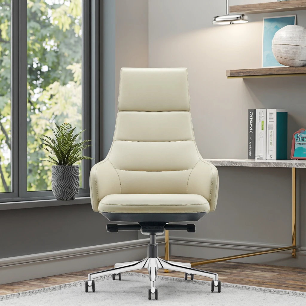 Premium Ergonomic Executive Leather Office Chair with Fixed Armrest Bifma Certified 5