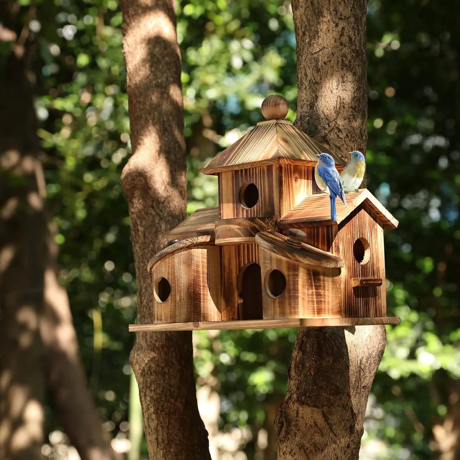 Factory Custom Wooden Bird House Backyard Patio Decor Nesting Box Birdhouse Wooden Bird Feeder