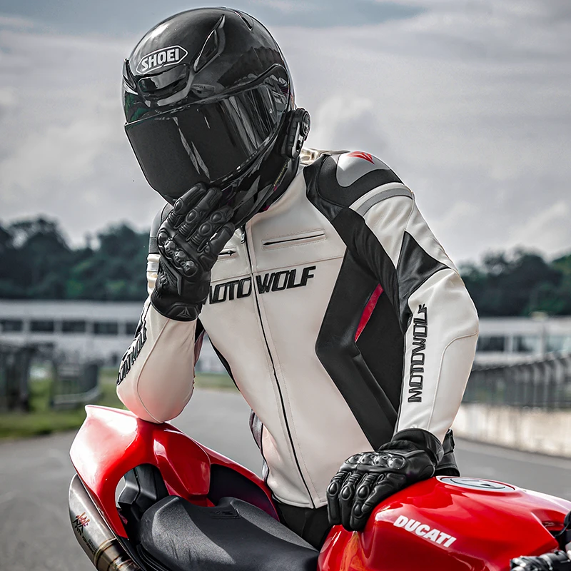 MOTOWOLF JM2 Motorcycle Leather Jacket - CE Protective Gear