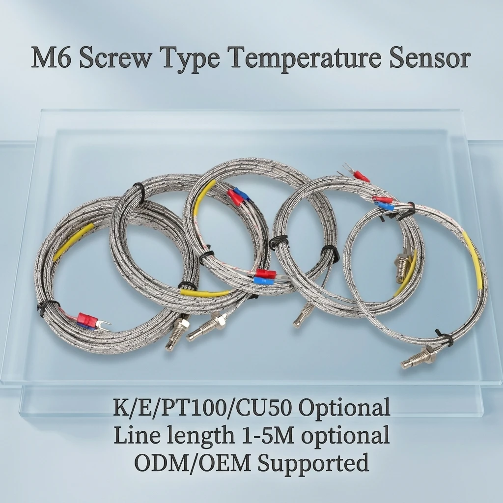 Screw-type Temperature Sensor M6 Metric Screw K/E Type Thermocouple PT100 Thermoresistor Insertable Temperature Sensing Probe