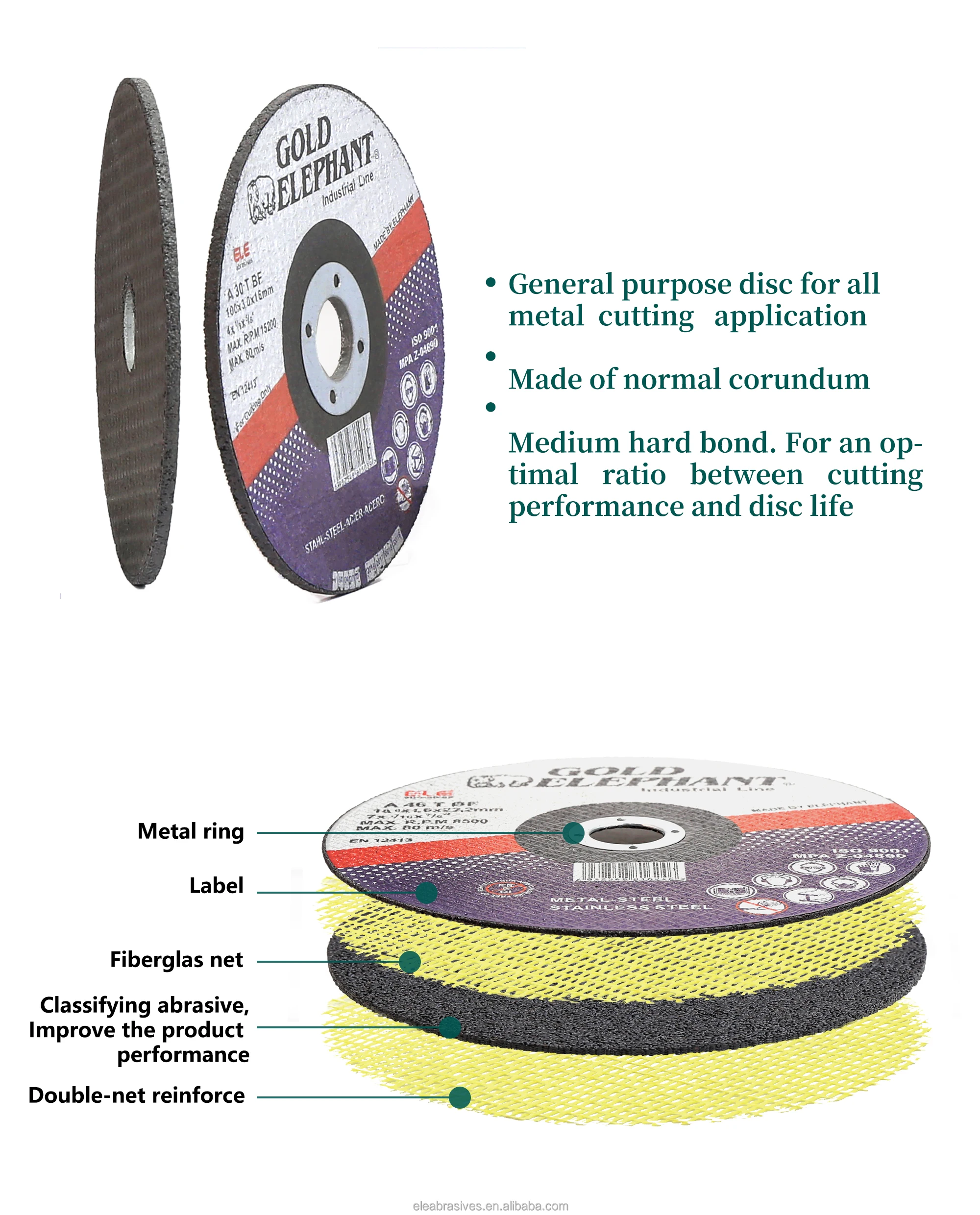 Gold Elephant High Efficiency 4 Inch Grinding Wheel 100x3.0x16mm