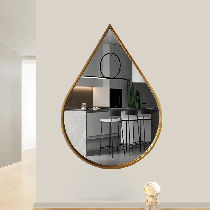 herschel Metal Frame Irregular Big Large Full Length Long Gold Home Decor Dressing Tear Drop Wall Mirror Espejo Spiegel Miroir