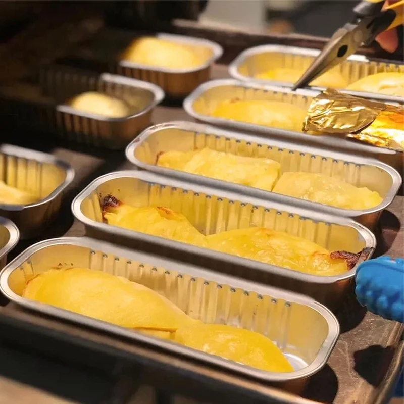 C200 High Quality PP Plastic Lid Tray 200ml Recyclable Aluminum Foil Disposable Gold Bread Loaf Pans for Baking and Cake Usage