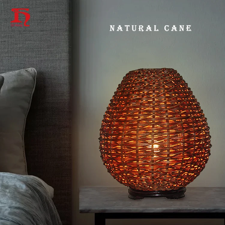 Современная ротанговая, Бамбуковая настольная лампа для домашнего украшения