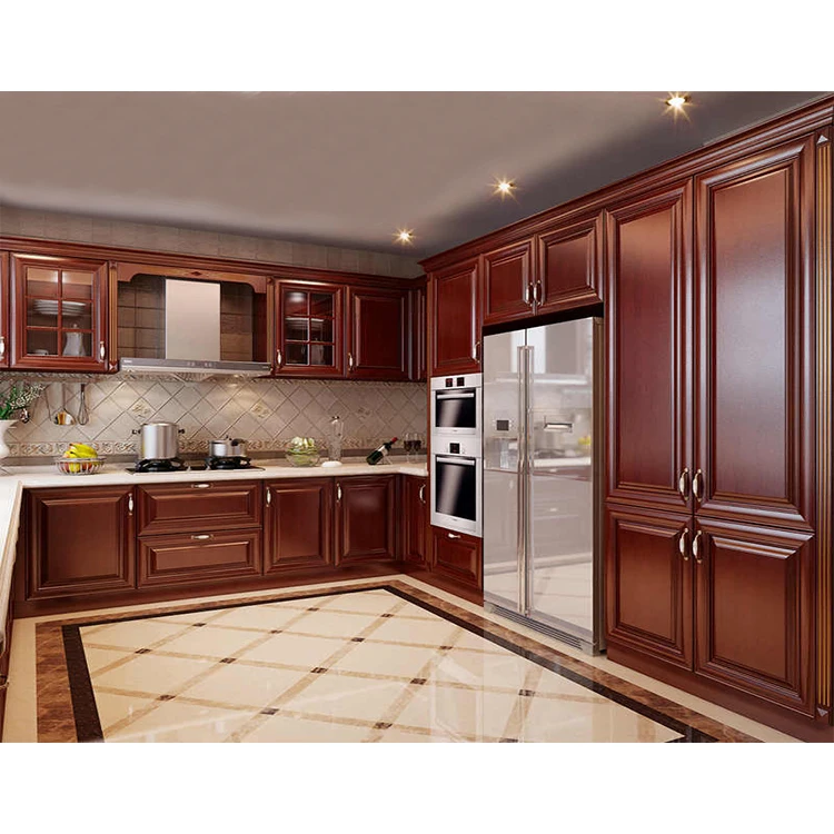 American Classic Modern Island Type Cabinets Designs Marble Top Red Cherry  Solid Wood Modular Kitchen Cabinet Set - China Kitchen Cabinet, Kitchen  Cabinet Design