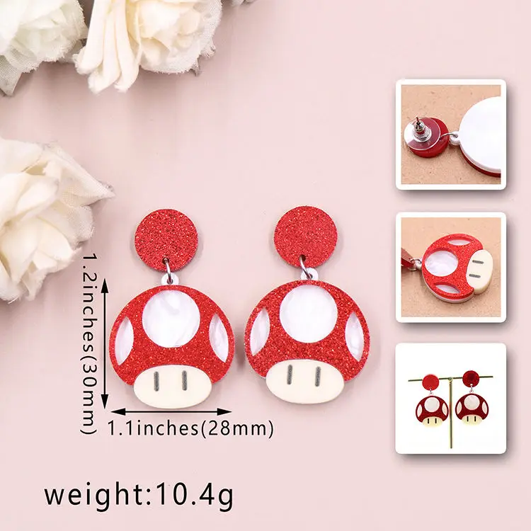 jewelry ERS884ER1917 1pair Top fashion CN Drop Mushroom cute Acrylic earrings Jewelry for women titanium steel factory