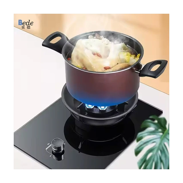 Flip Top Smart Portable Gas Cooktop Single Burner LPG Stove Glass Top Ceramic Surface Electric Powered Household Kitchen Use