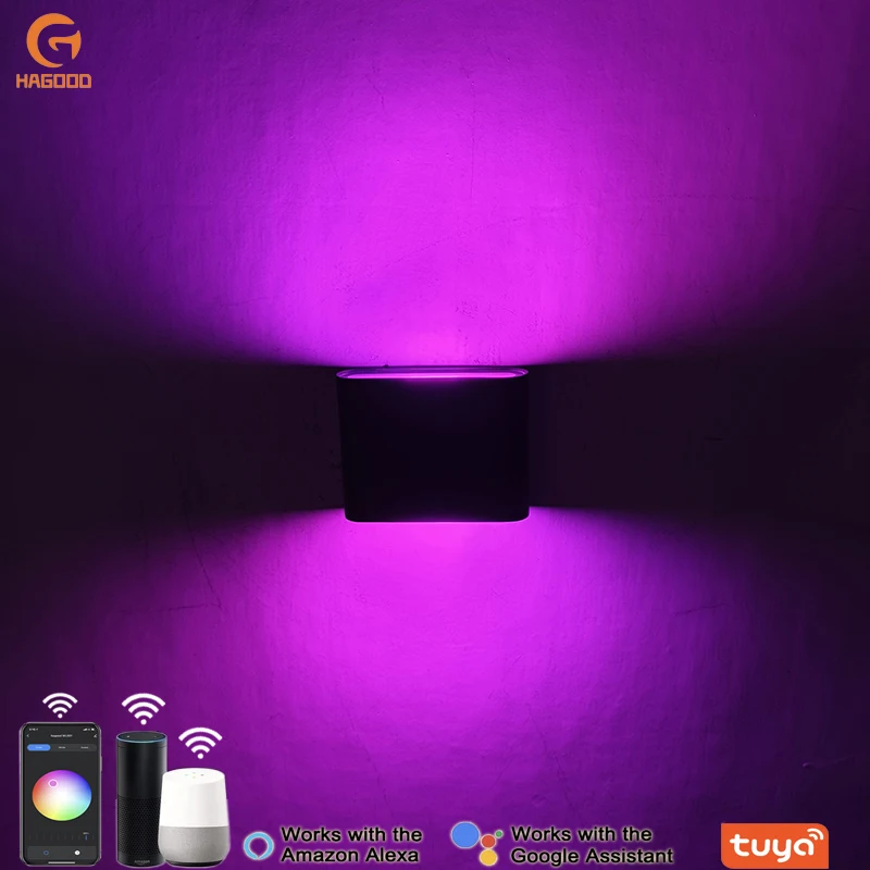 Hagood 9W Smart RGBW APP Control Thin square Wall Lamp Indoor Outdoor for Bedroom Office Hotel Room Decorative Wall Light