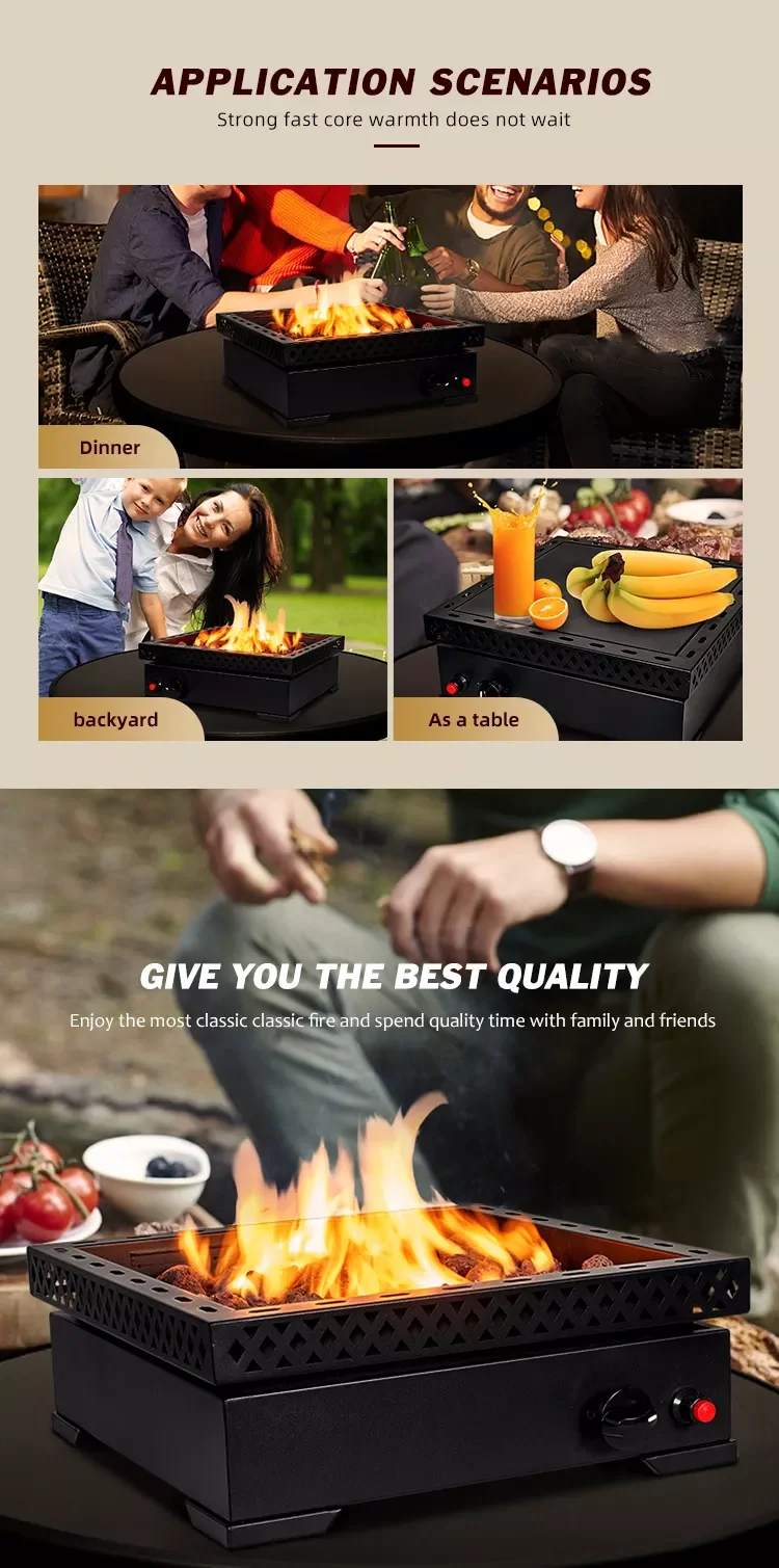 Professional China Manufacturer Vertical Square Patio Garden Outdoor Gas Fire Pit