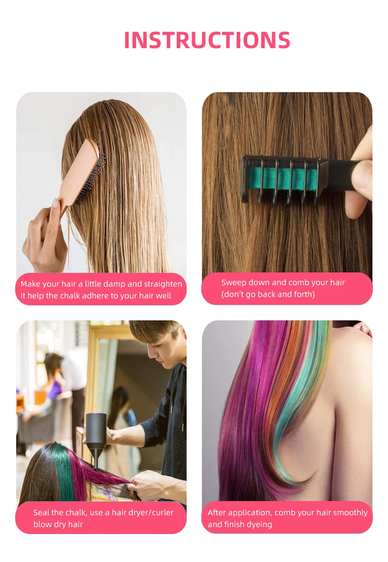 Buy 12 Color Colorful Disposable Hair Dye Pen Magic Hair Stick Color Hair  Dye Hair Brush ｜Other Dye And Perm Products-Fordeal | 1/6/10pcs Hair  Mascara New Design Crayons For Hair Color Chalk